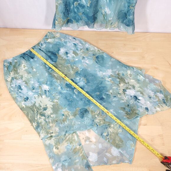 Vtg Fairy Floral 2 Piece Top & Skirt Set Sz 14P Petites Miss Dorby Earthy Elf - Picture 6 of 15